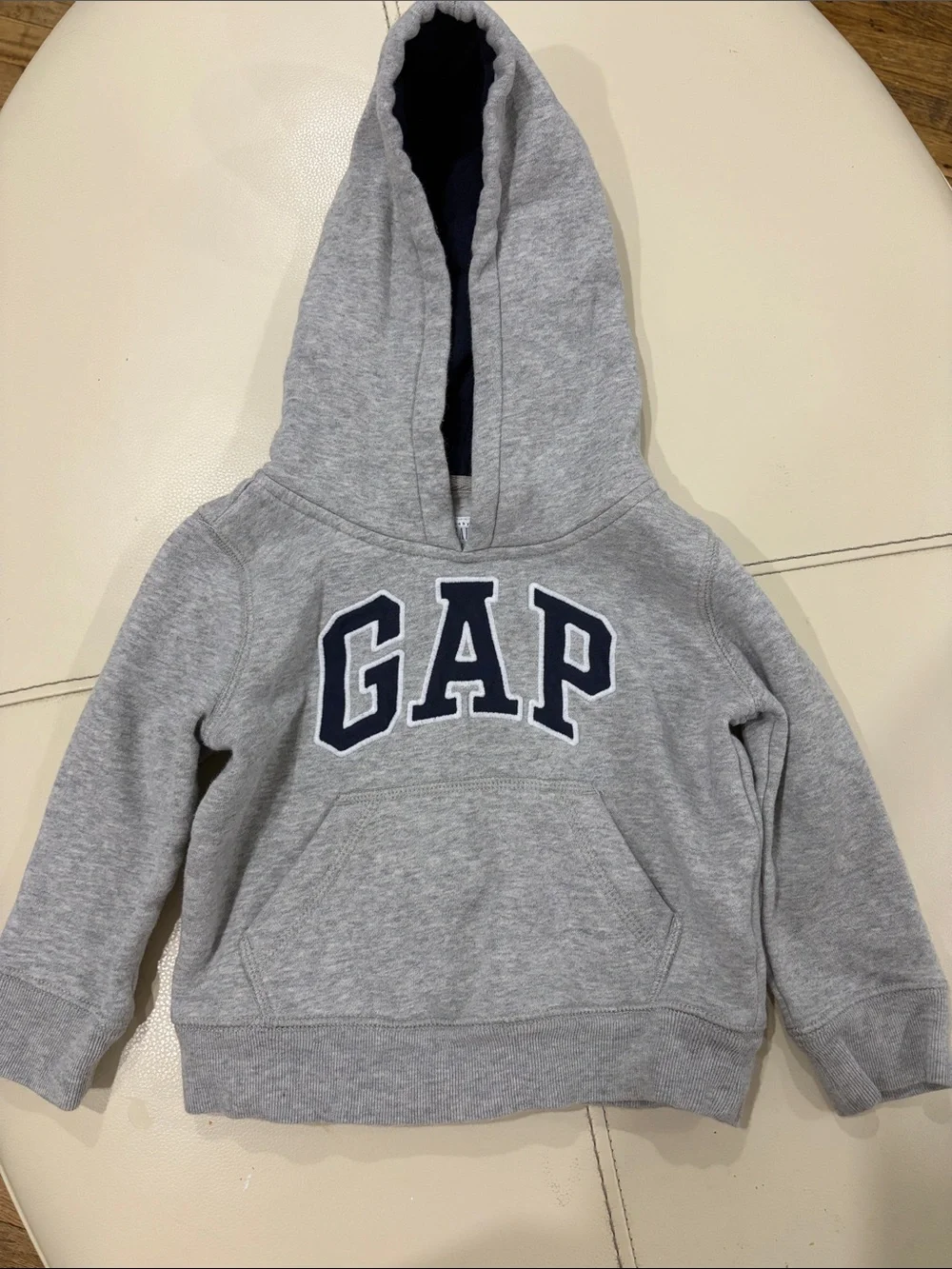 GAP Kids Light Gray Hoodie with Navy Logo